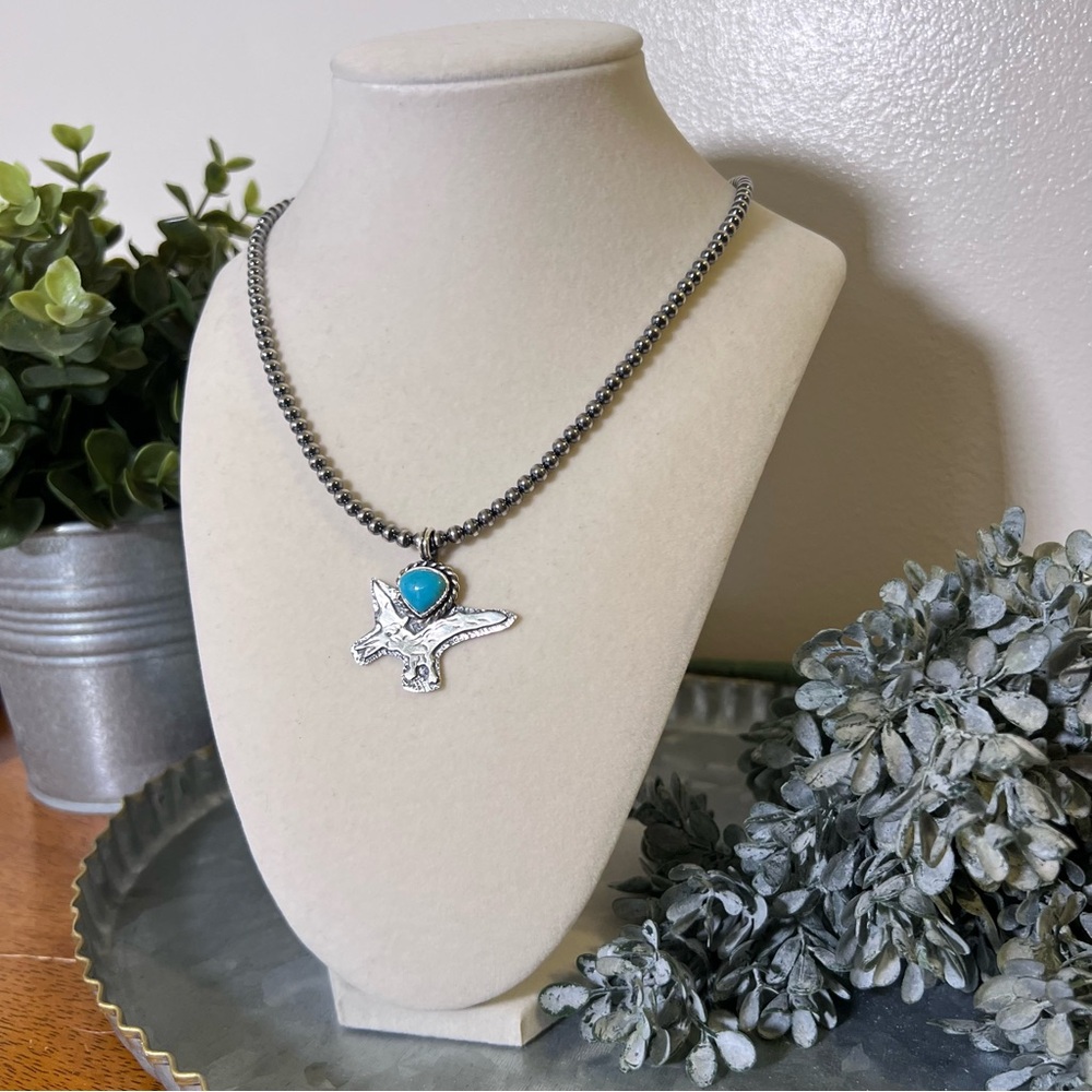 925 Sterling Silver Turquoise Dinosaur Pendant | Southwestern - Picture 8 of 13
